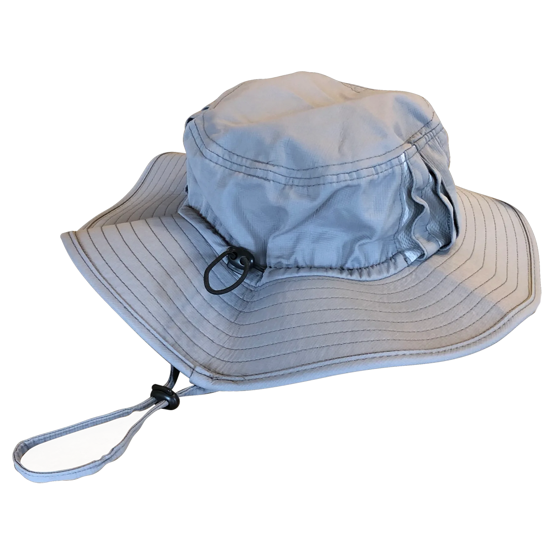 Light gray sun hat with wide brim.