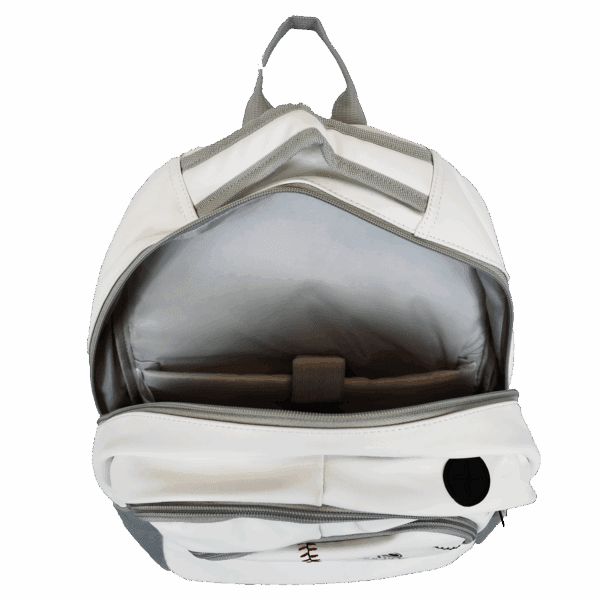 Open empty backpack with zipper open