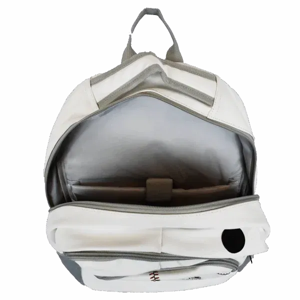 Open empty backpack with zipper open