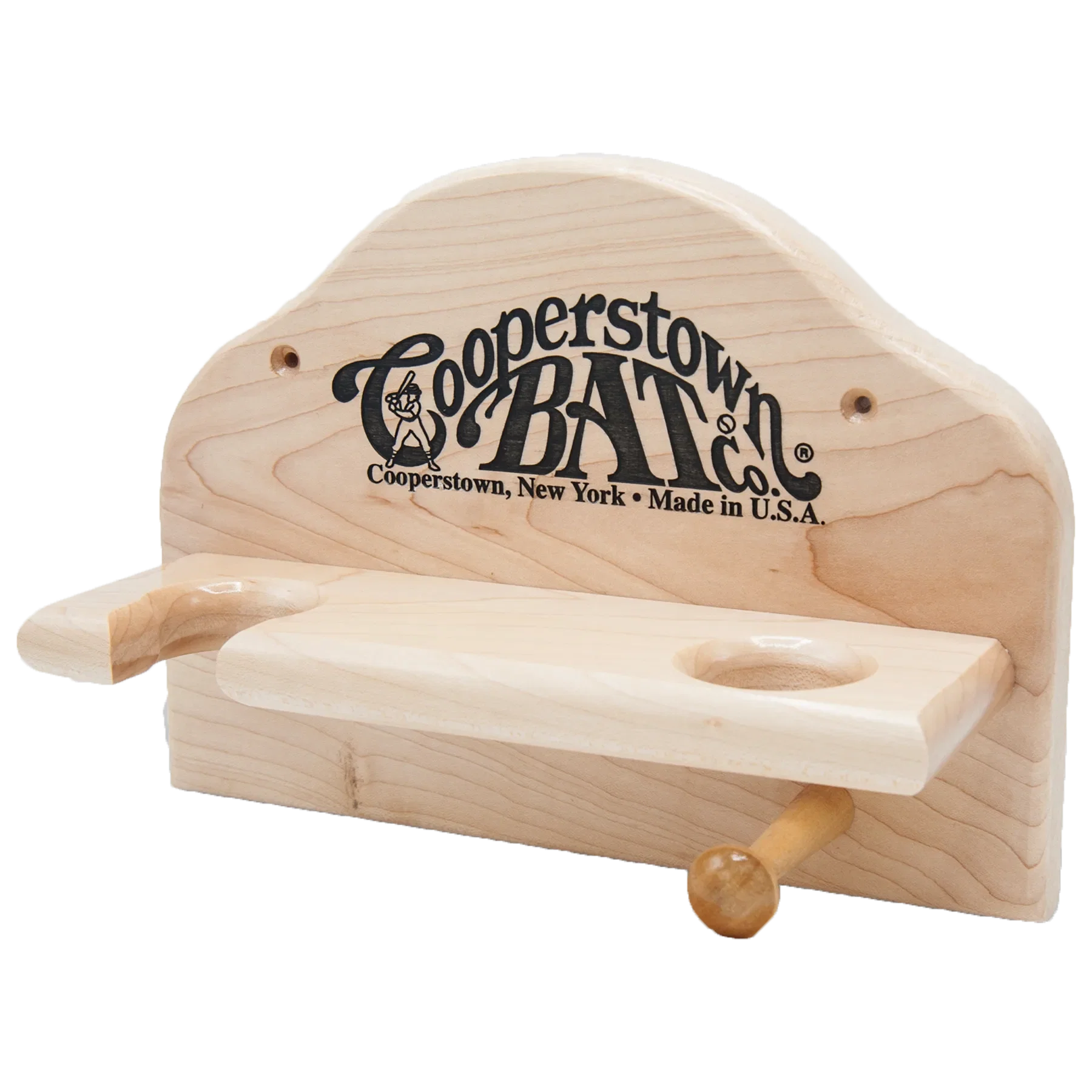 Ball, Bat and Glove Rack - Cooperstown Bat Company logo engraving