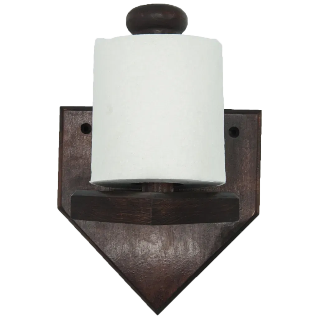 Wooden home plate toilet paper holder with bat knob