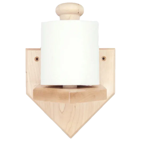Wooden home plate toilet paper holder with bat knob