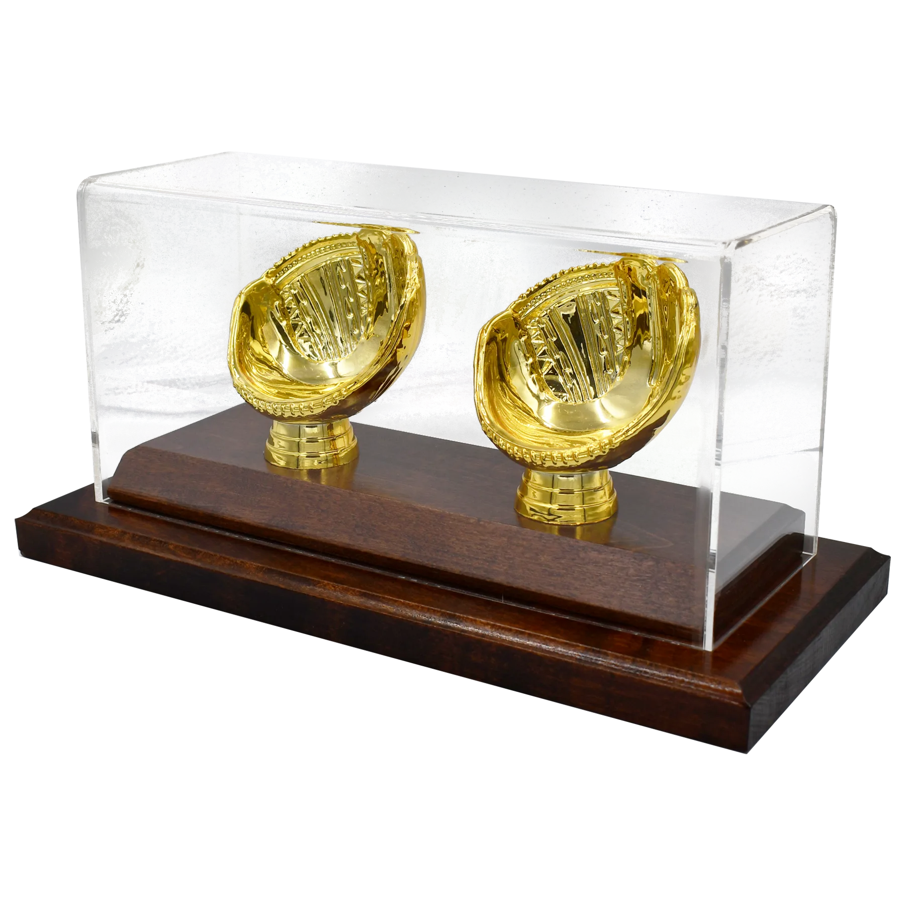 Acrylic Covered Gold Glove Baseball Display for 2 Baseballs