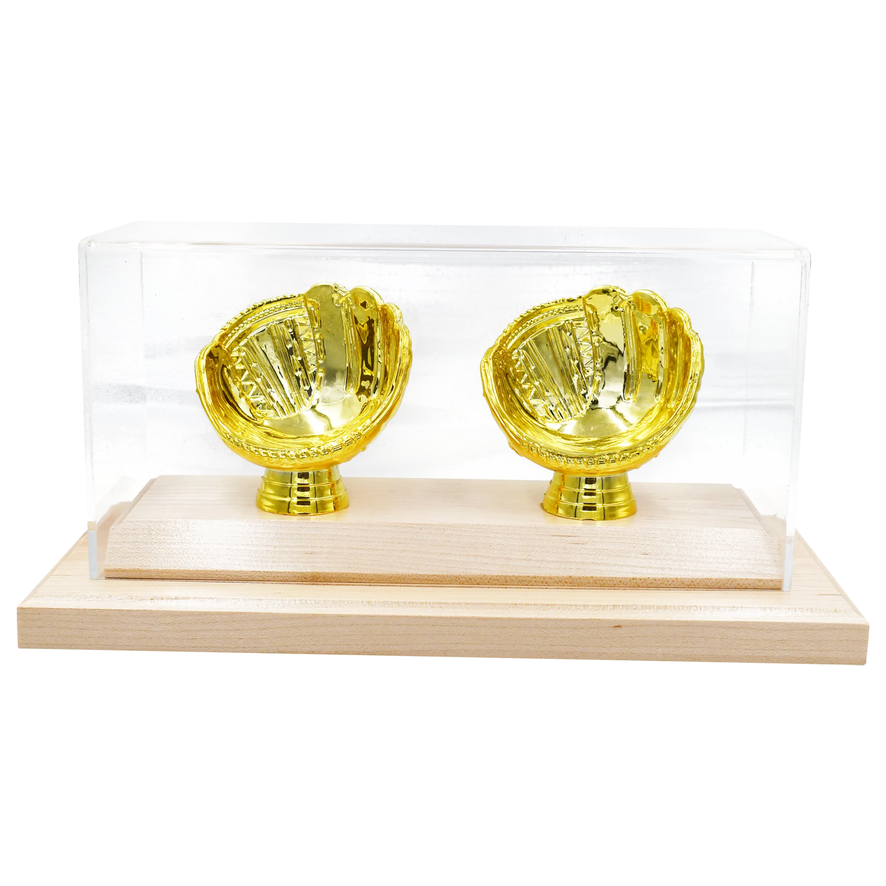 Acrylic Covered Gold Glove Baseball Display for 2 Baseballs