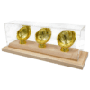 Gold Glove Baseball Display - 3 baseballs - acrylic cover and wood base in Clear natural finish