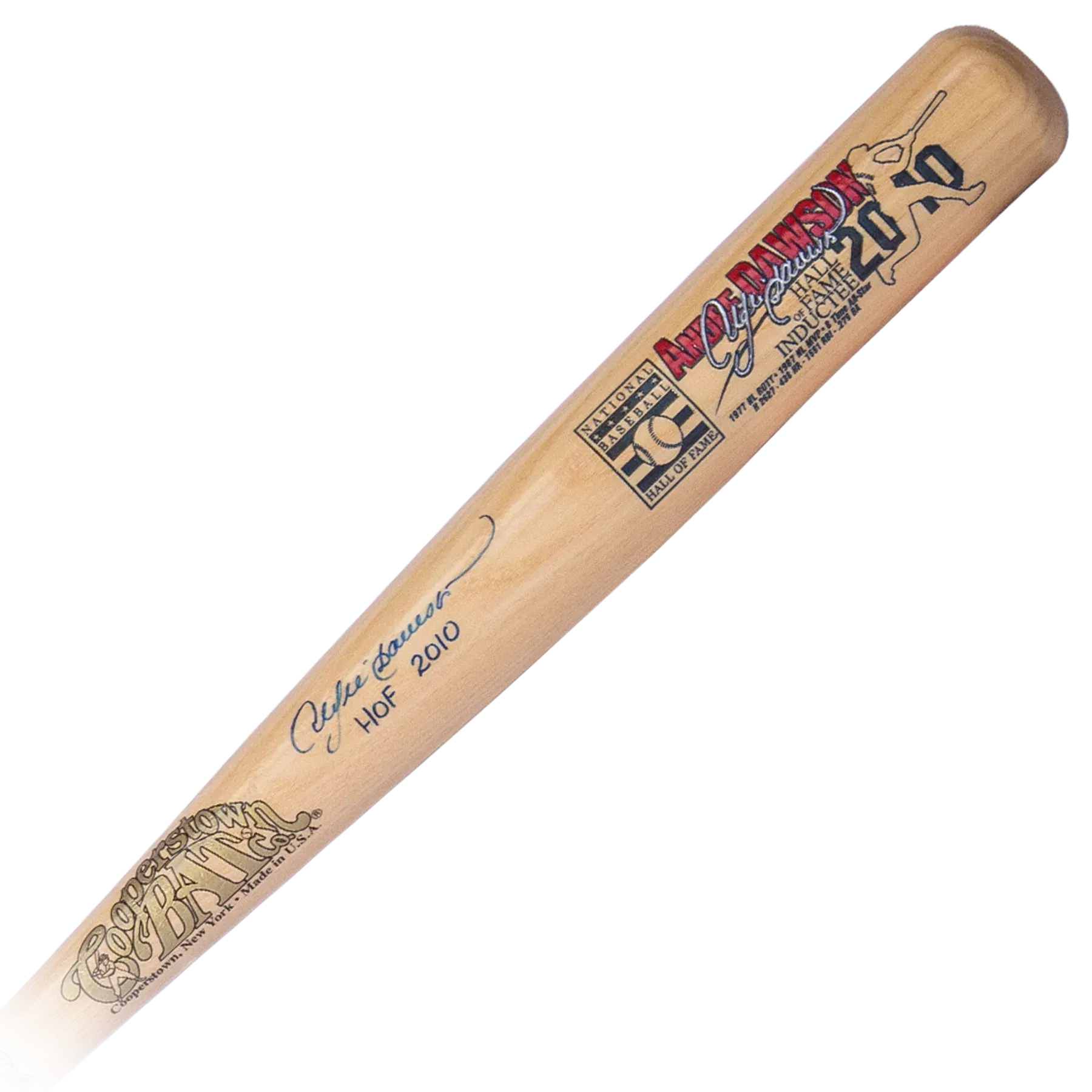 Andre Dawson 2010 HOF Autographed Stats Bat