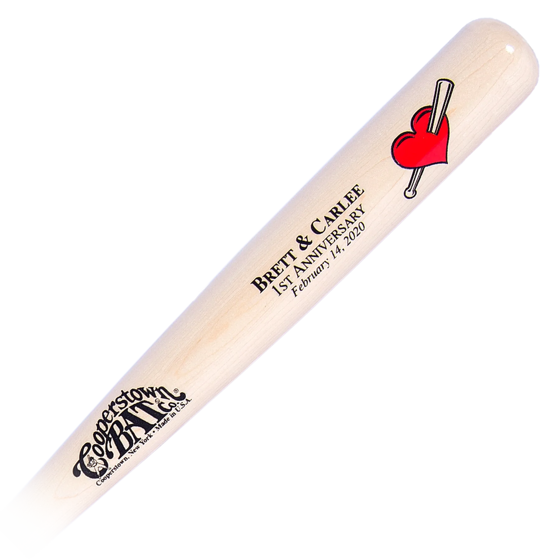 Cooperstown Bat Custom engraved Anniversary Valentine's Day Personalized Bat