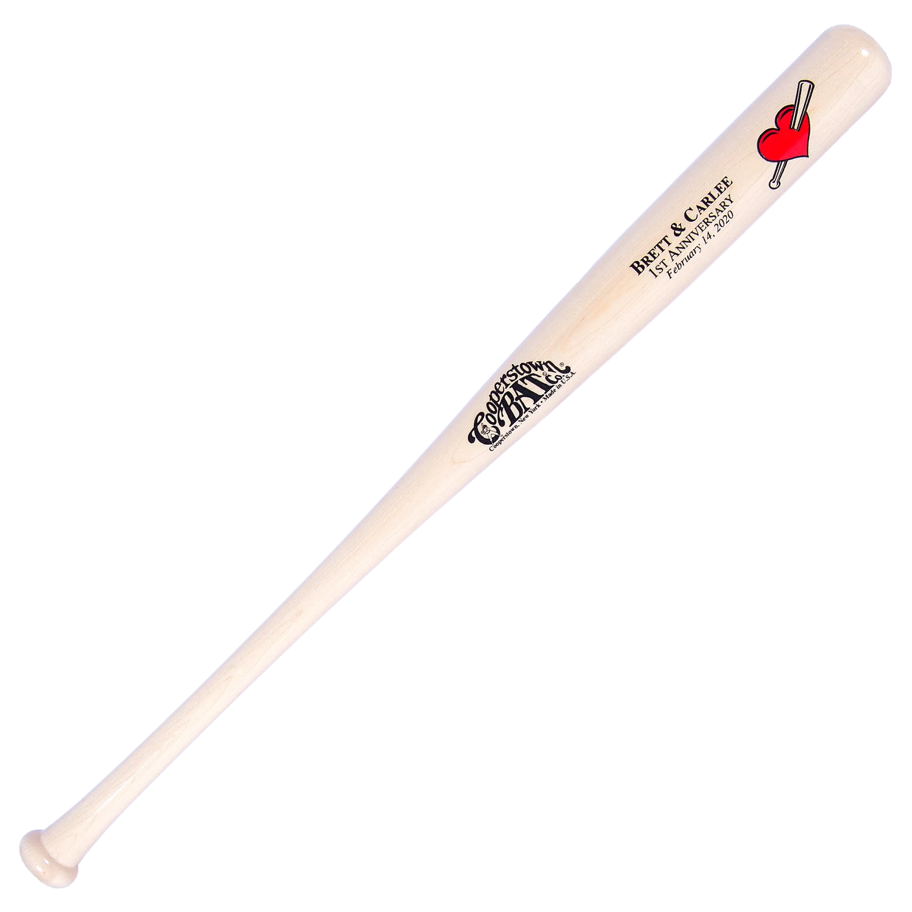Cooperstown Bat Custom engraved Anniversary Valentine's Day Personalized Bat