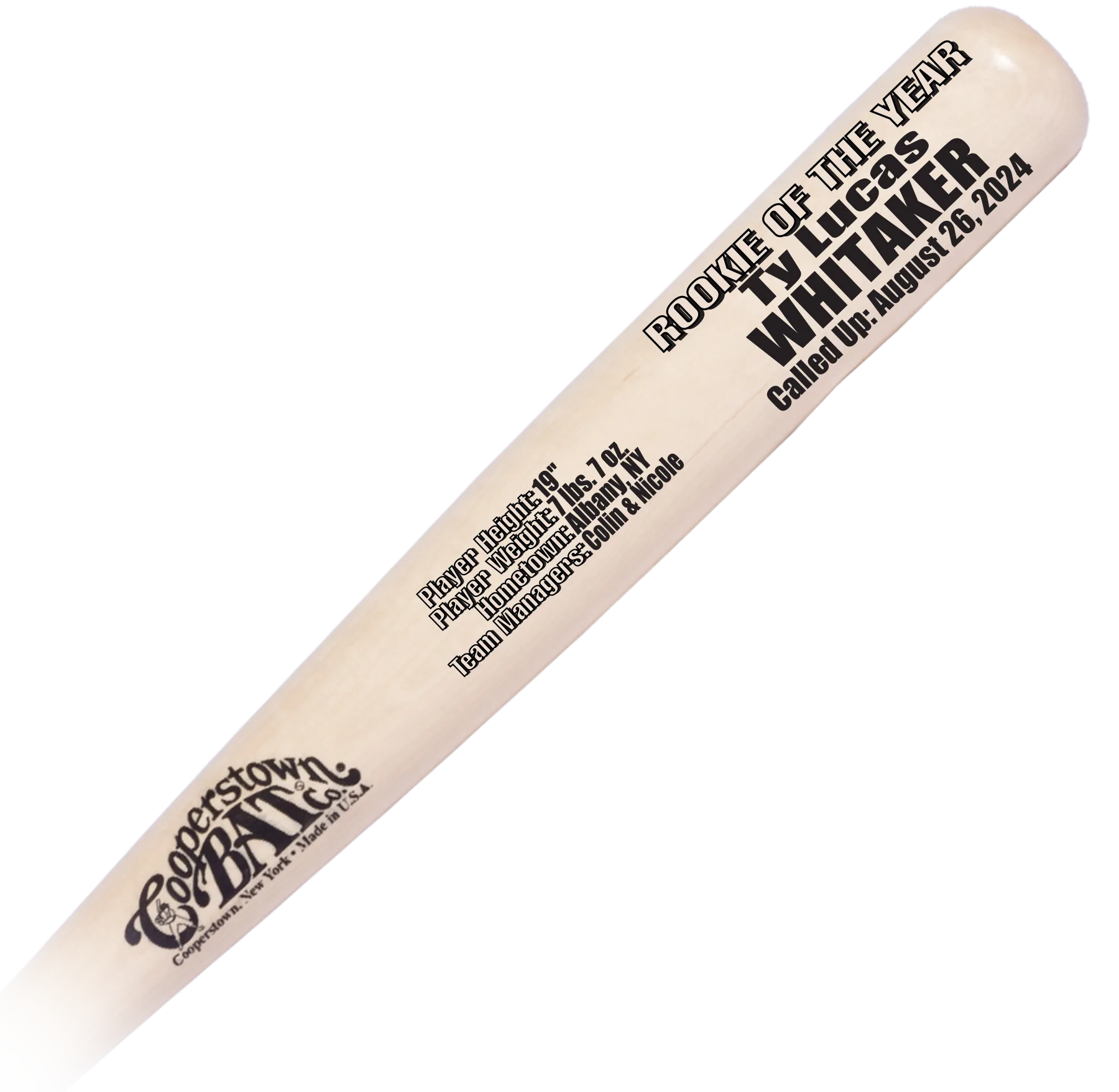 Custom engraved Rookie of the Year Baby Birth Announcements and Details