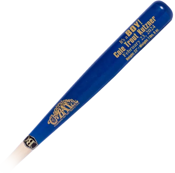 It's a Boy Birth Announcement custom engraved baby bat