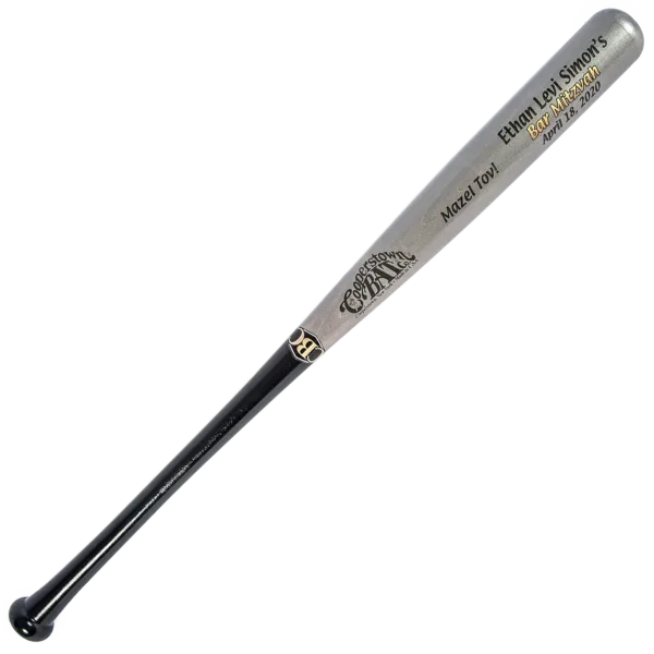Custom engraved bat with Bar Mitzvah engraving and personalization