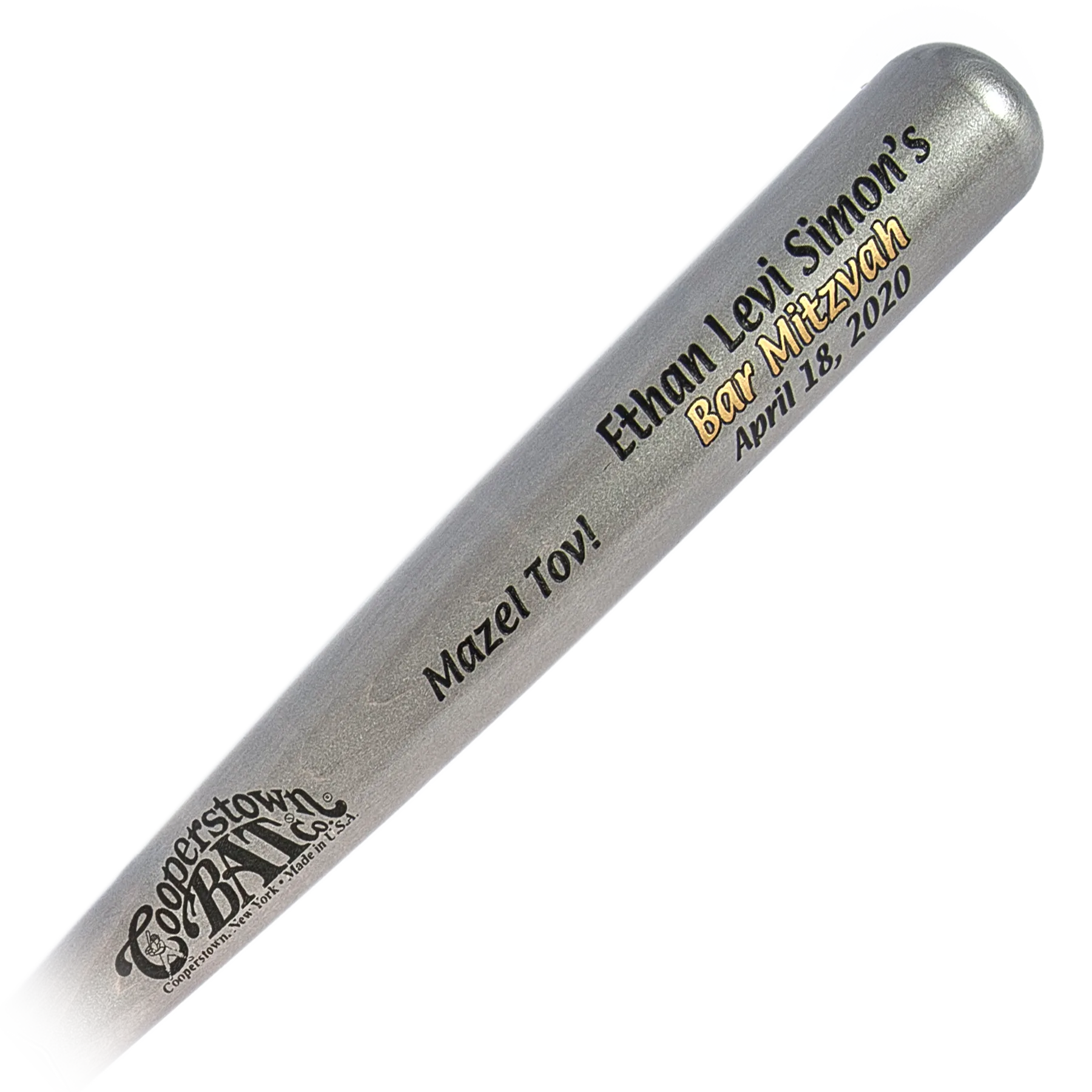 Custom engraved bat with Bar Mitzvah engraving and personalization
