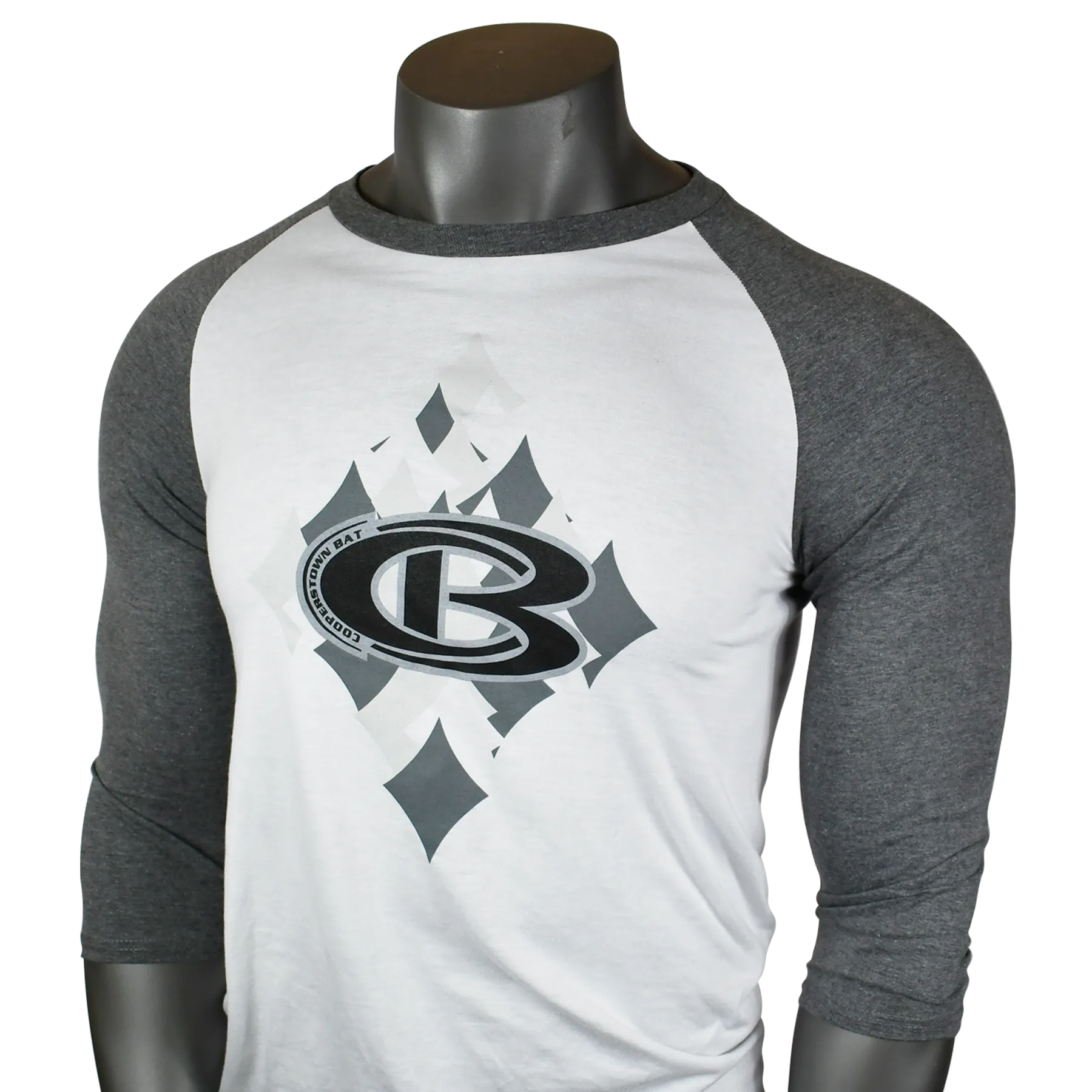 Cooperstown Bat CB Logo Diamond t-shirt with 3/4 sleeves.