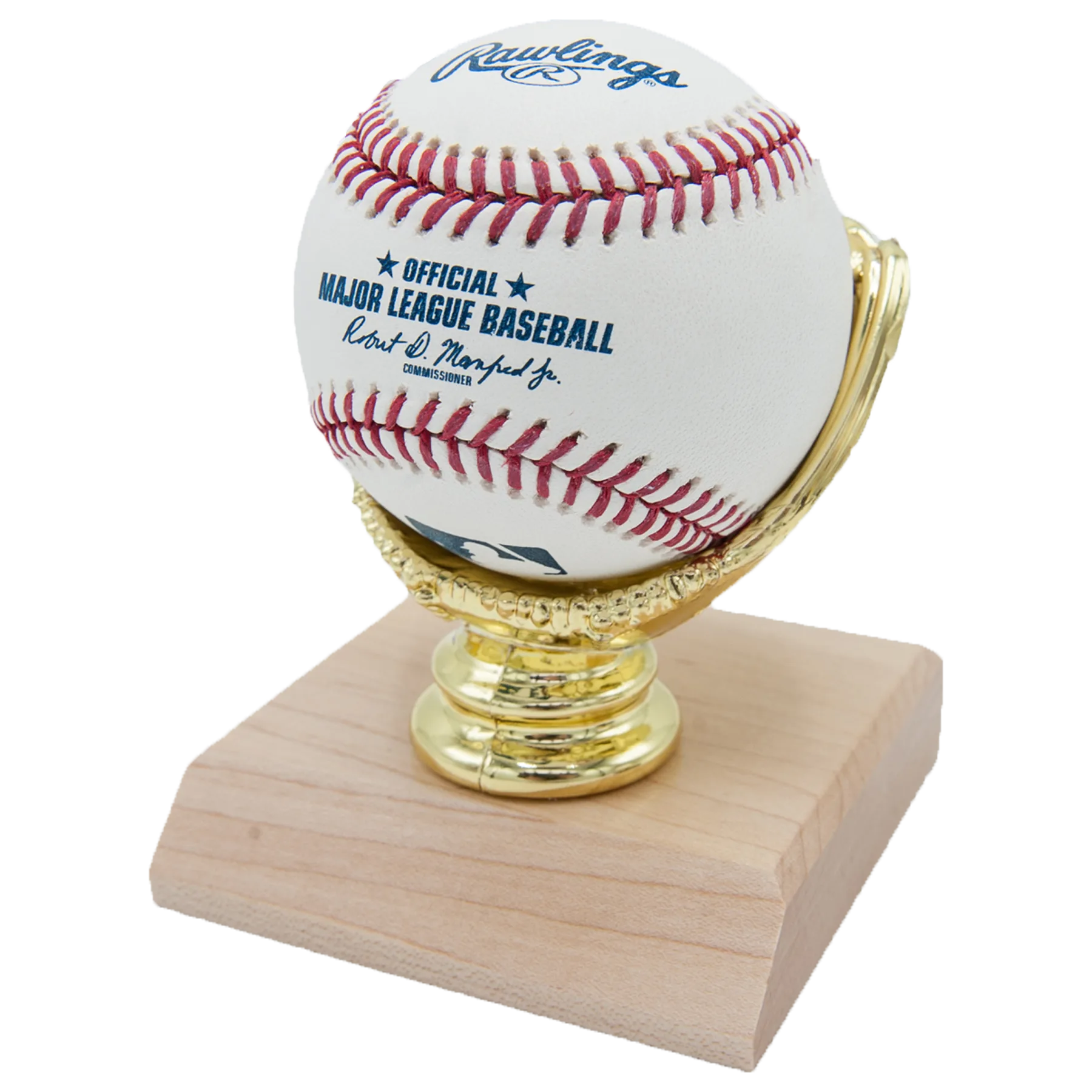 Gold Glove Baseball Display - Wooden Base-Cooperstown Bat Co.