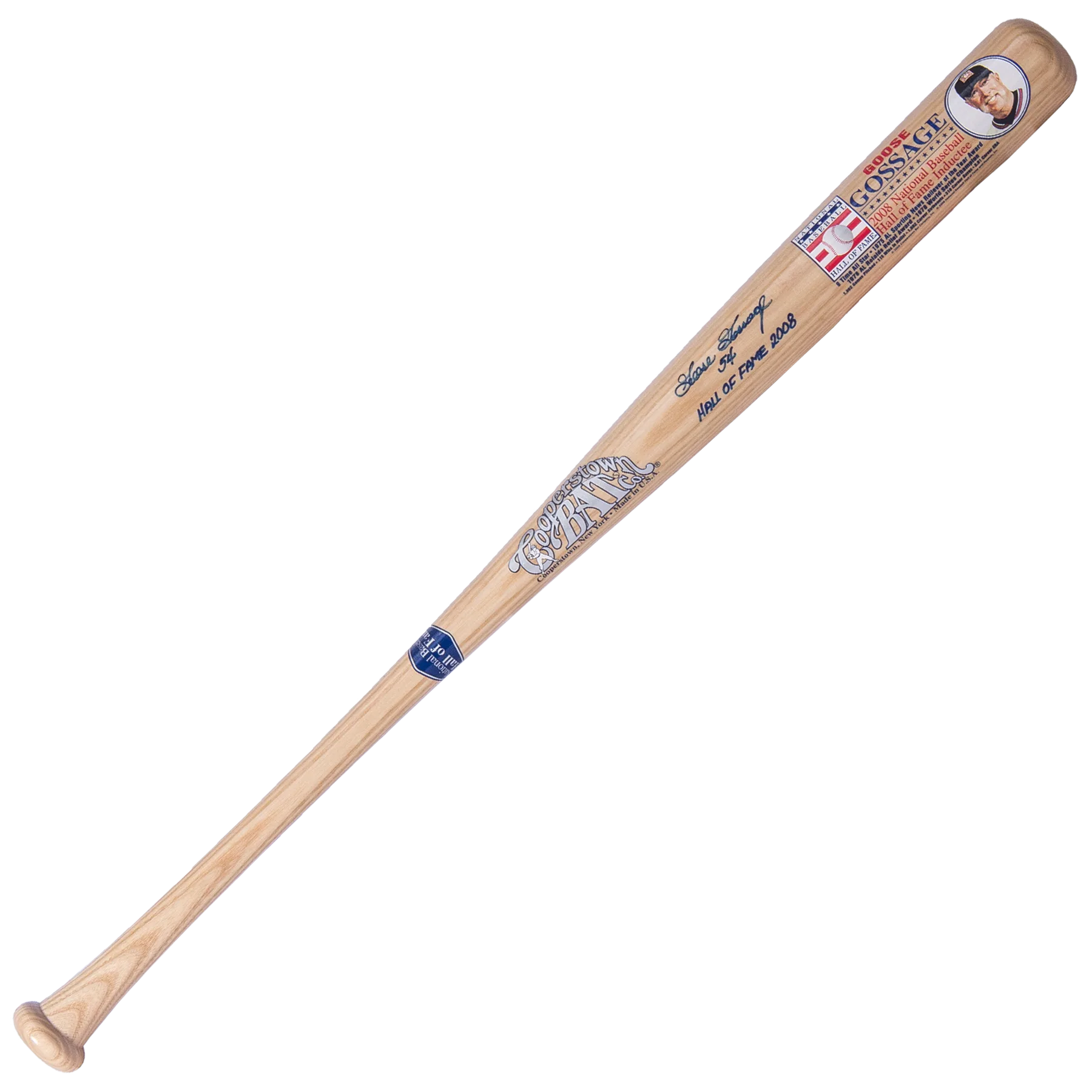 Goose Gossage Autographed Hall of Fame Bat - Hall of Fame 2008.