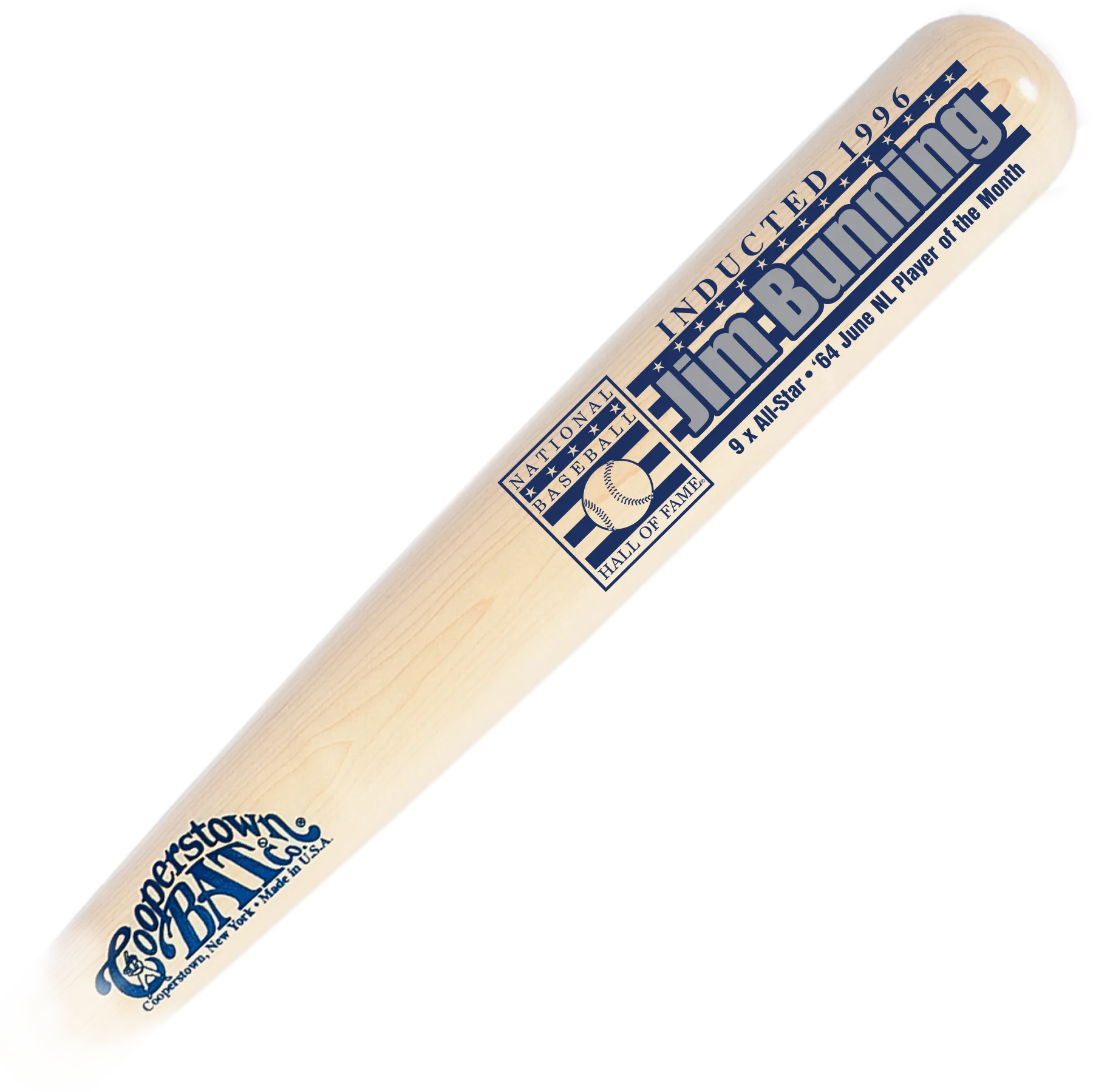 Cooperstown Bat Custom engraved Jim Bunning Baseball Hall of Fame Stats Bat
