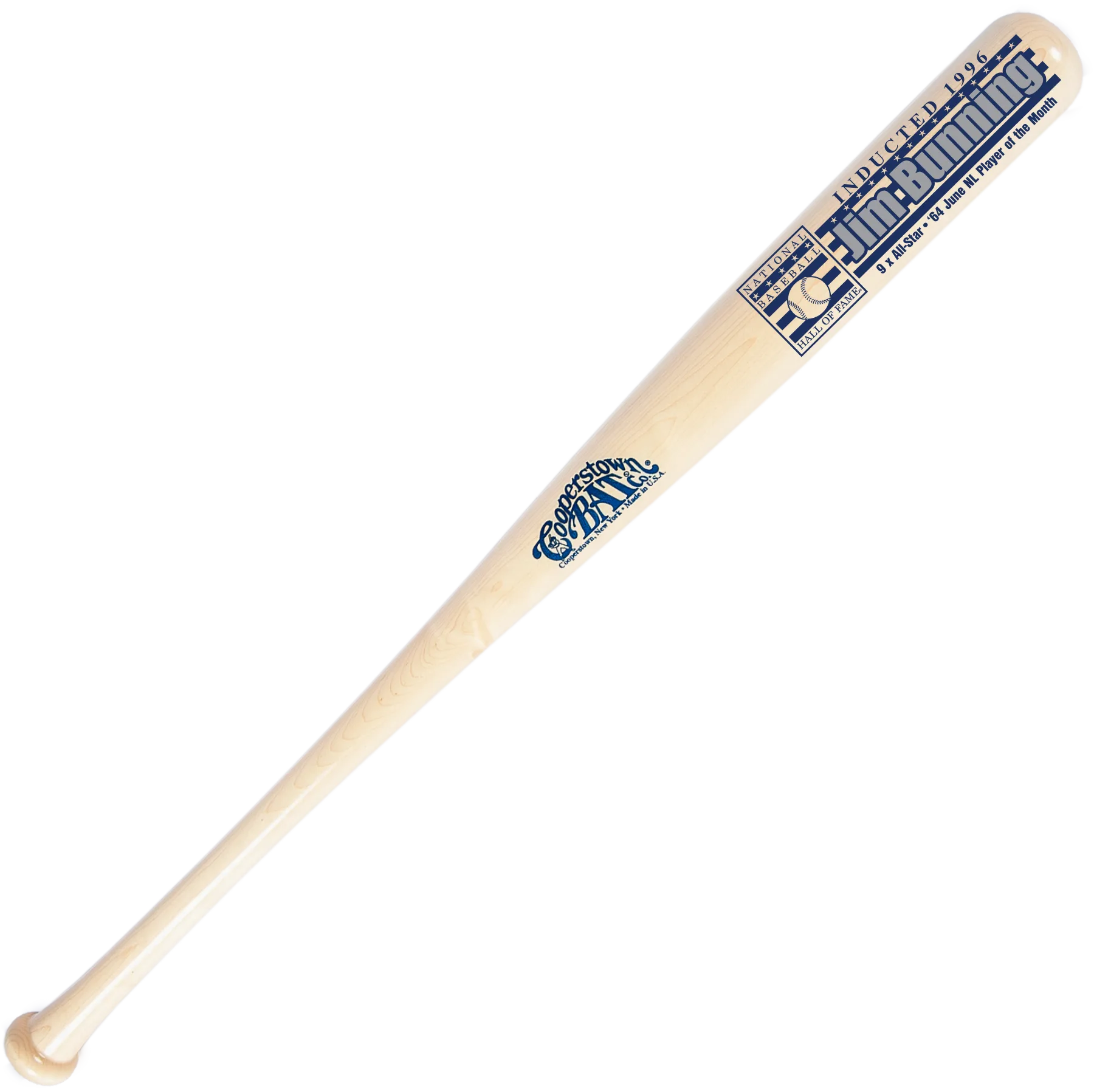 Cooperstown Bat Custom engraved Jim Bunning Baseball Hall of Fame Stats Bat