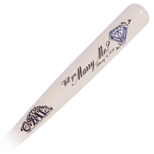 Cooperstown Bat Will You Marry Me proposal engraved wooden baseball bat