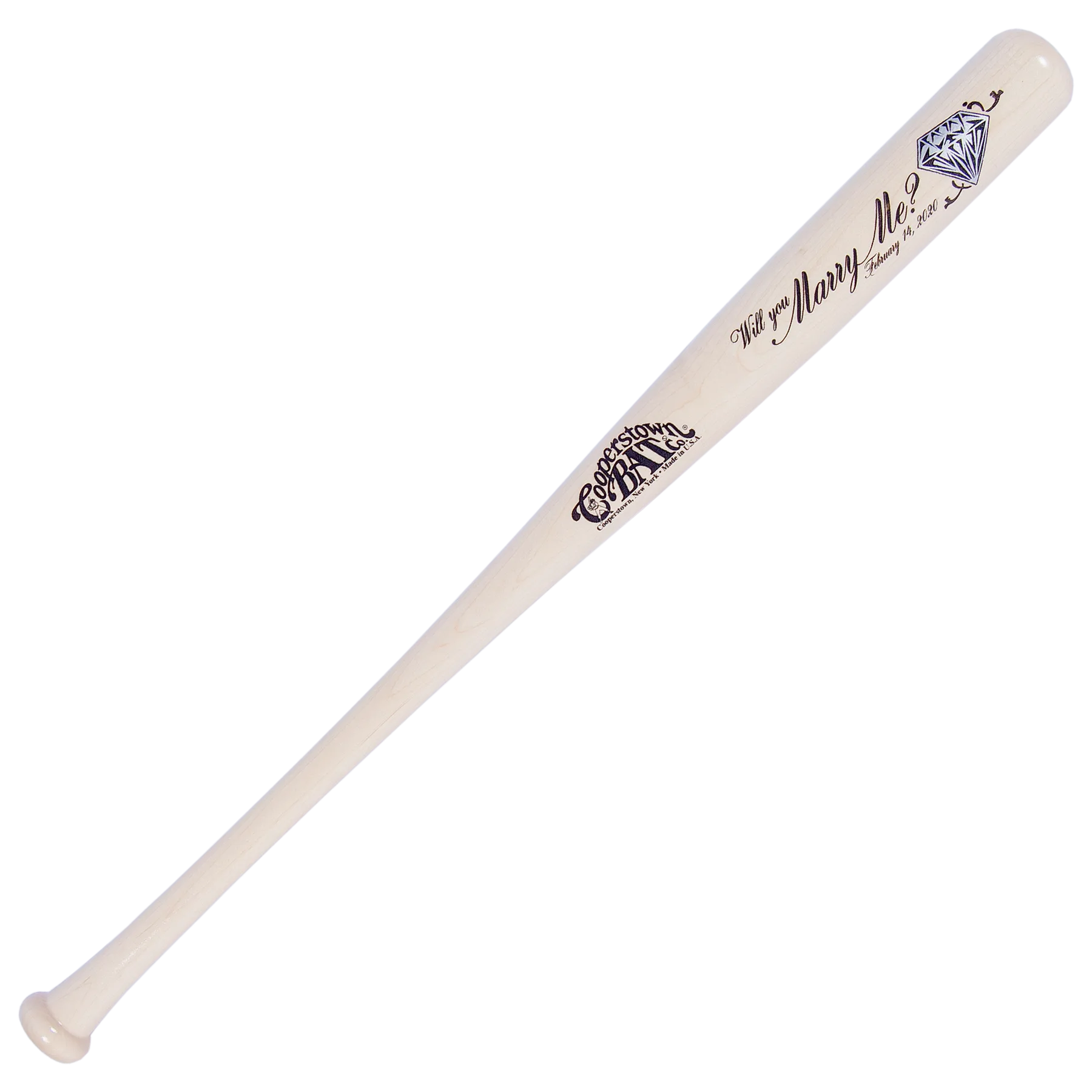 Cooperstown Bat Will You Marry Me proposal engraved wooden baseball bat