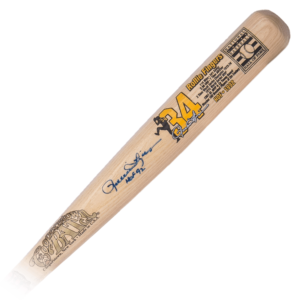 Cooperstown Bat Custom engraved Rollie Fingers National Baseball Hall of Fame Custom Stat Bat