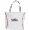 Baseball-themed tote bag with Cooperstown logo.