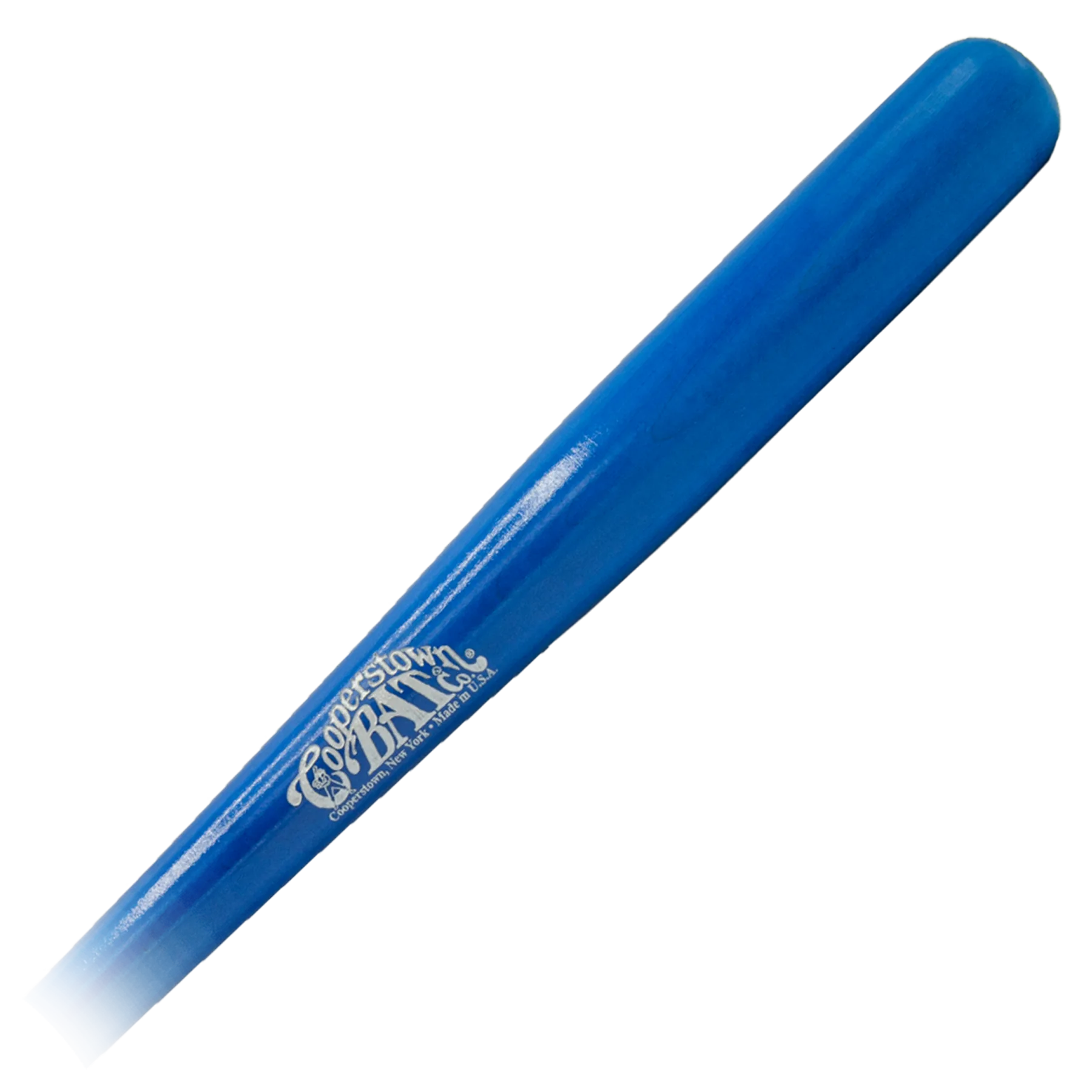 Blue 22" Cooperstown mini baseball bat with personalization.