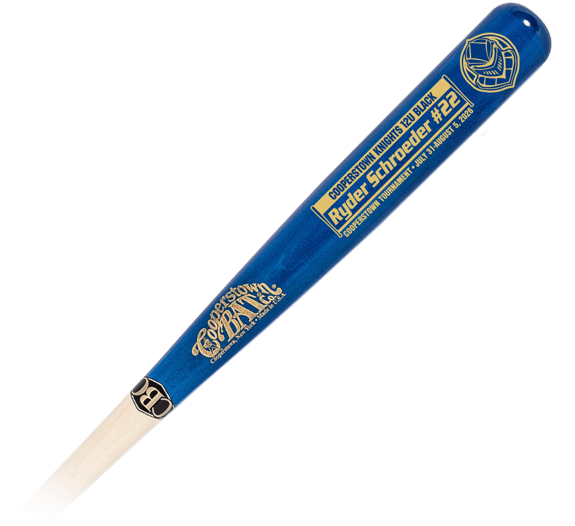 Blue Cooperstown Knights commemorative baseball bat
