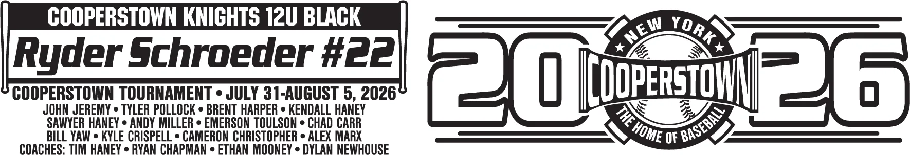 Cooperstown Knights 12U Black 2026 tournament banner