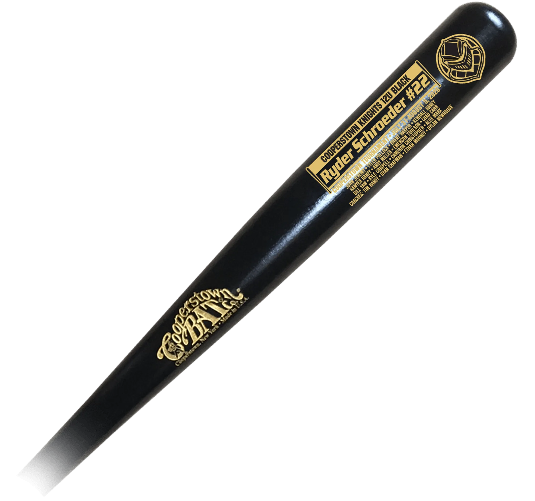 Black Cooperstown Knights 12U commemorative baseball bat