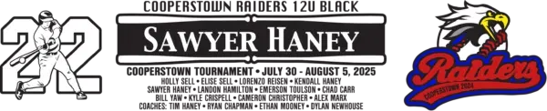 Cooperstown Raiders 12U Black tournament banner 2025