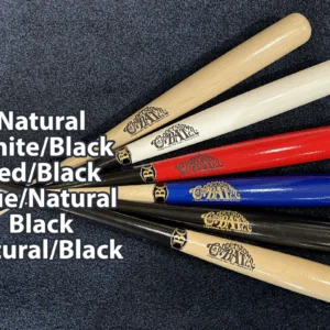 Wooden baseball bats in multiple color options