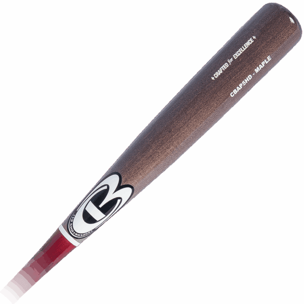 Wooden baseball bat with red handle