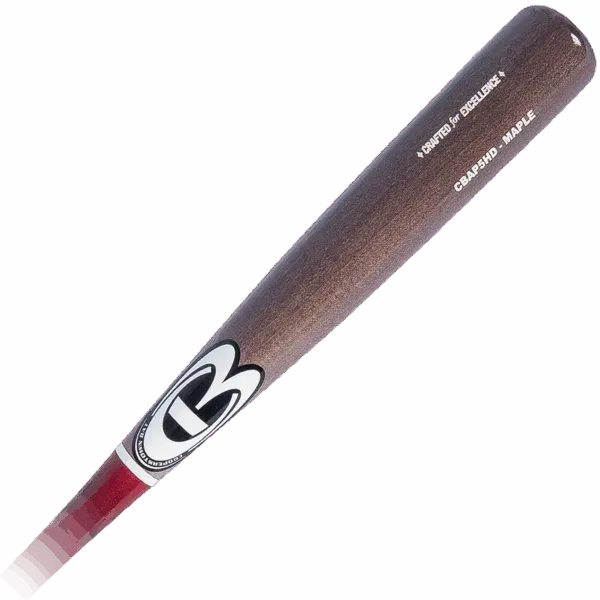 Wooden baseball bat with red handle