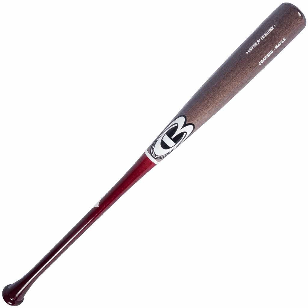 Wooden baseball bat with logo and engravings.
