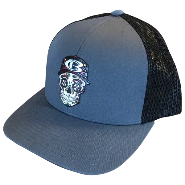 Cooperstown Baseball Sugar Skull Black/Grey mesh baseball cap with adjustable strap