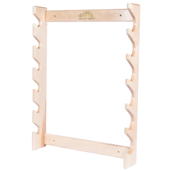 Gun style wooden display rack for 6 baseball bats