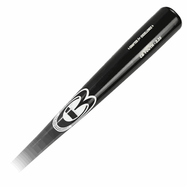 Black baseball bat with logo and engravings.