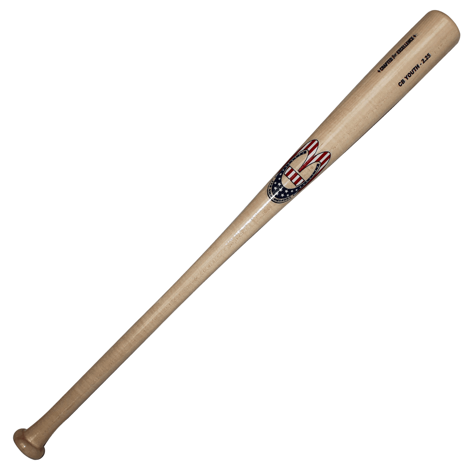 Wooden baseball bat with USA design