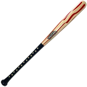 Cooperstown Bat waving American flag wooden baseball bat.