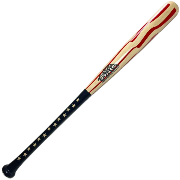 Cooperstown Bat waving American flag wooden baseball bat.