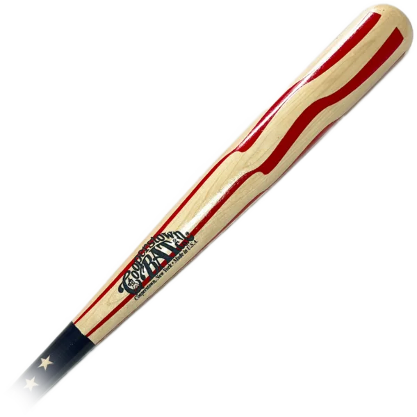 Cooperstown Bat waving American flag wooden baseball bat.