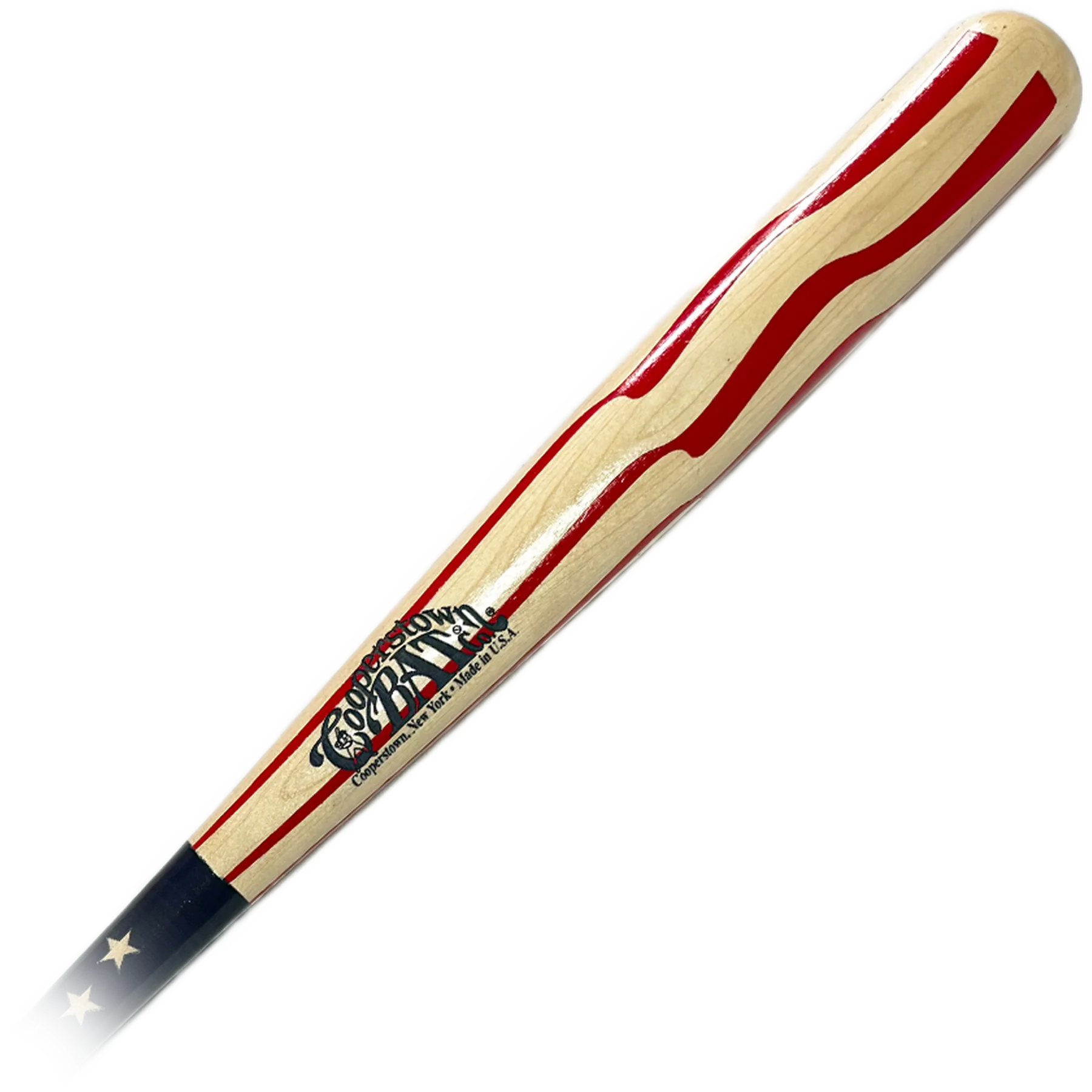 Cooperstown Bat waving American flag wooden baseball bat.