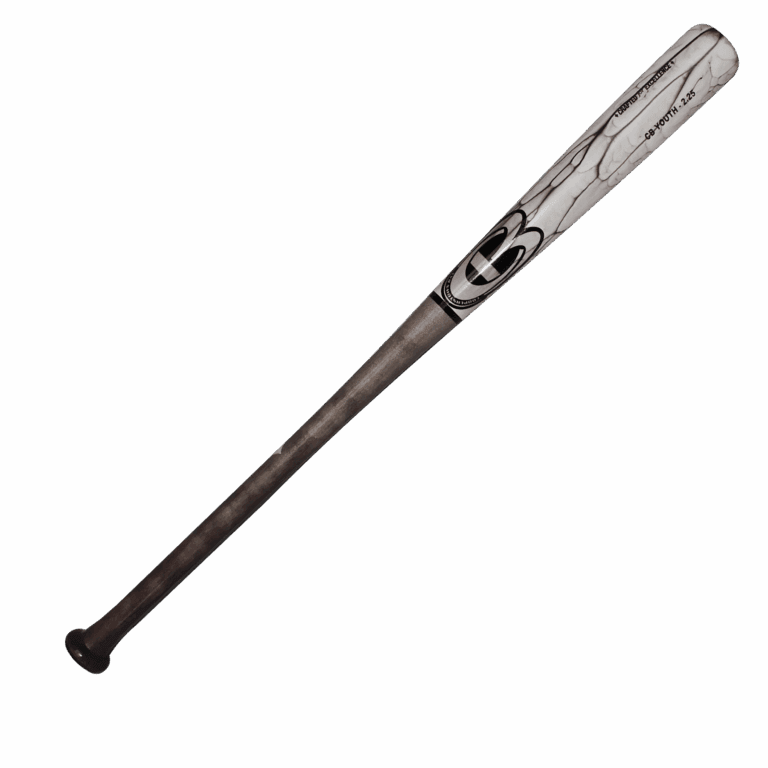 Gray marbled baseball bat on white background.