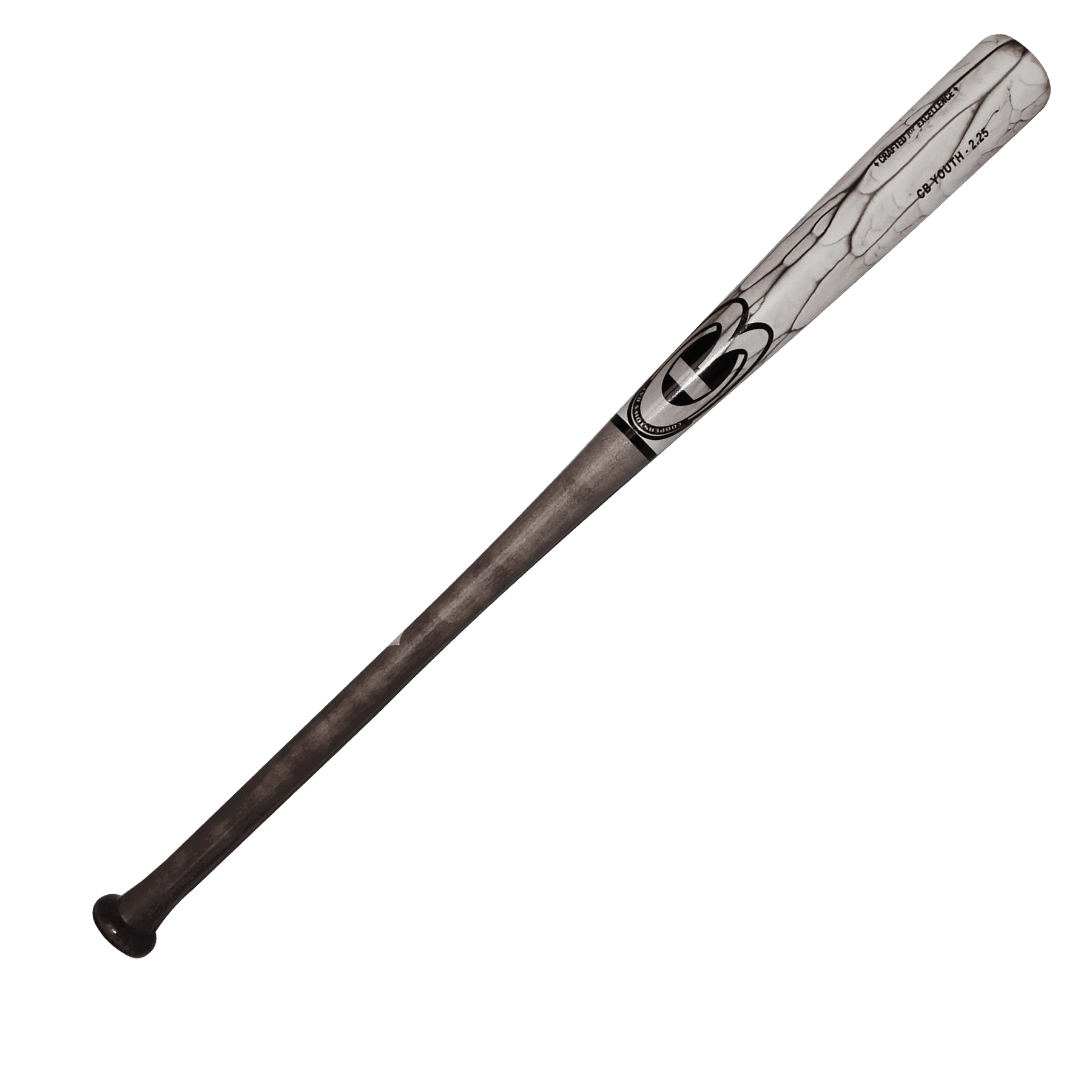 Gray marbled baseball bat on white background.