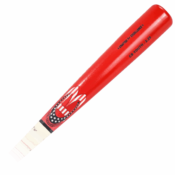 Red baseball bat with American flag design