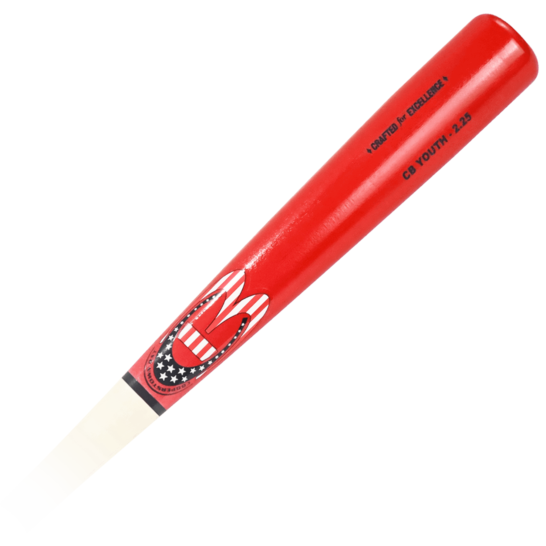 Red baseball bat with white handle