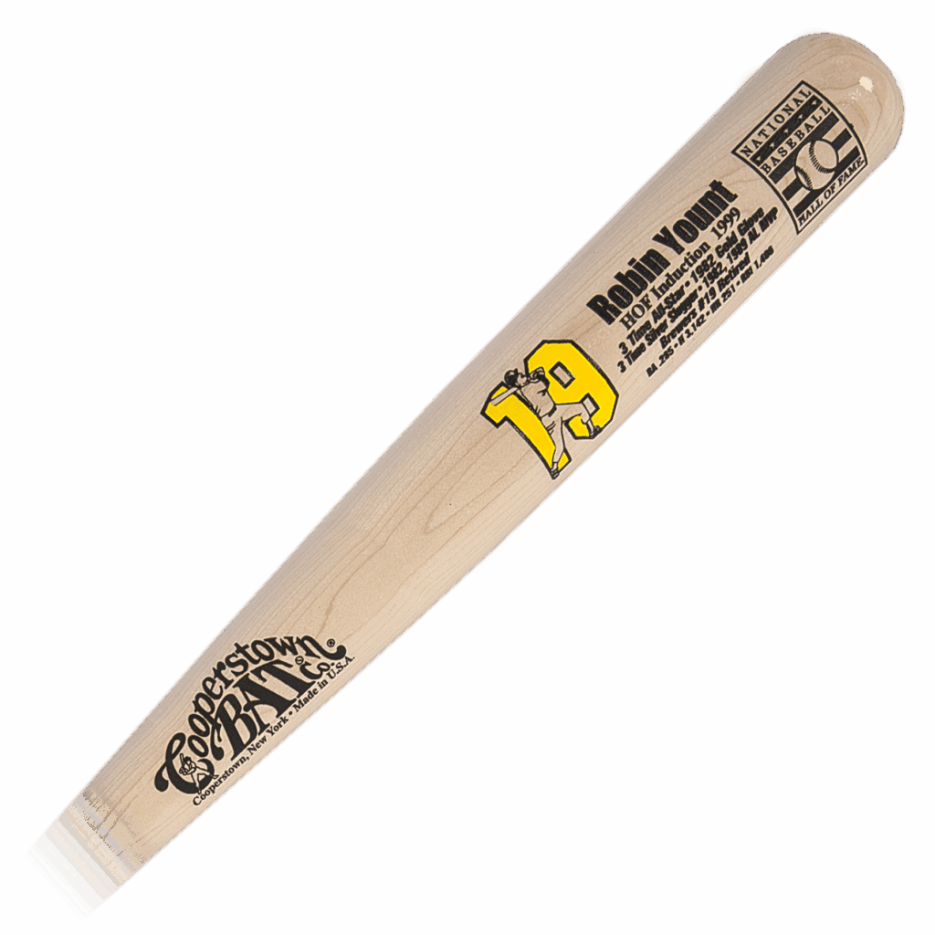 Commemorative baseball bat with player inscription.