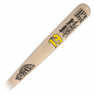 Commemorative baseball bat with player inscription.