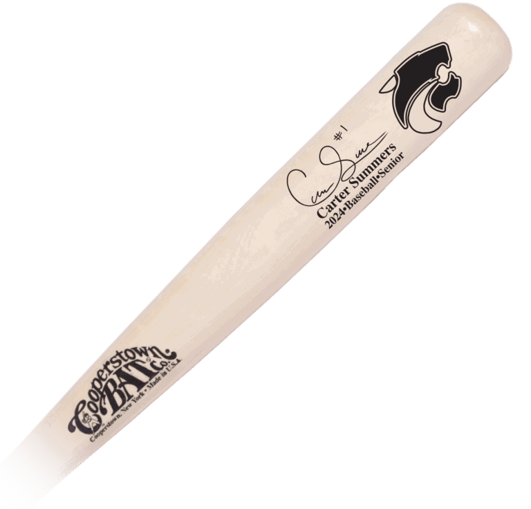 Custom engraved wood bat with team logo, signature, and 2 lines of personalization - senior gift