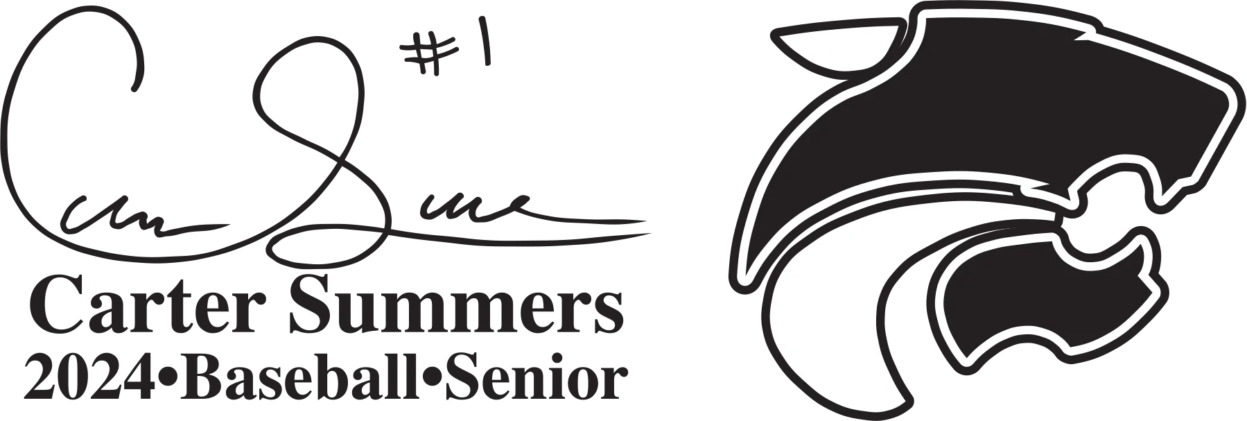Carter Summers, 2024 Baseball Senior with logo.